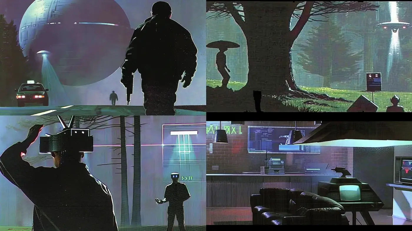 Futuristic retro aesthetic with cinematic flair and sci-fi elements - Midjourney sref style