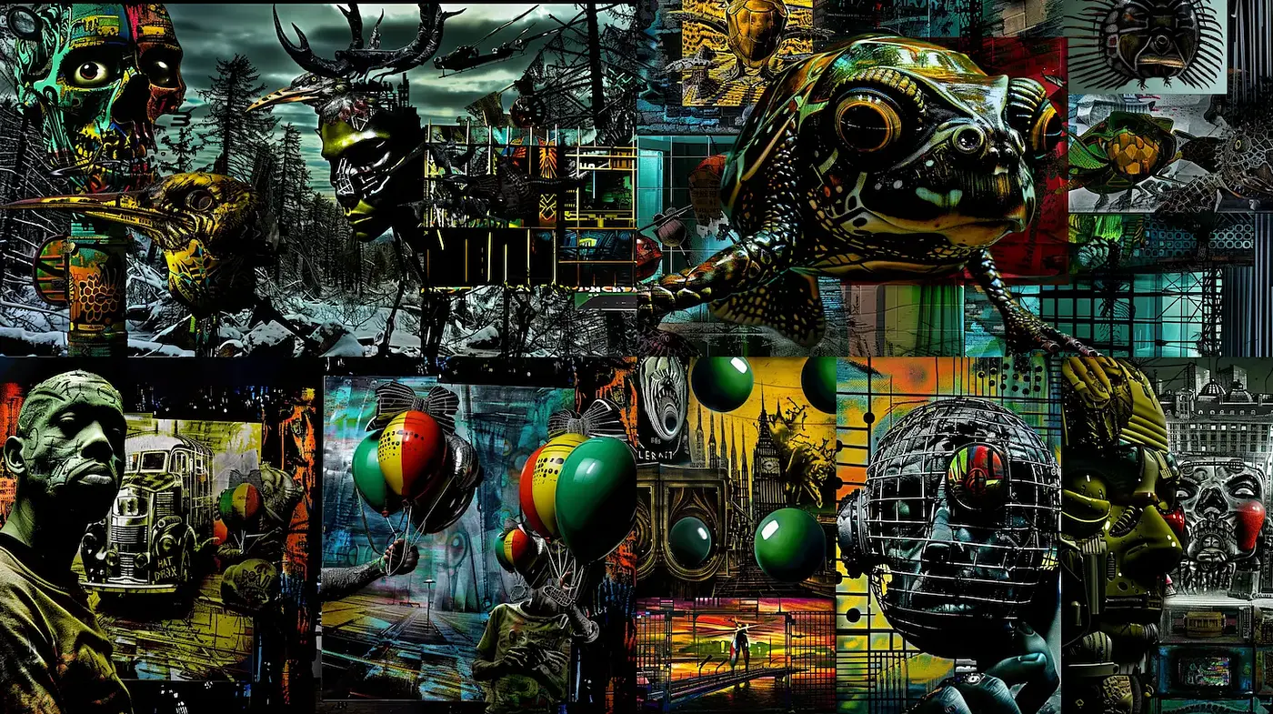 Eclectic and Surreal Fusion of Contemporary and Vintage Aesthetics - Midjourney sref style