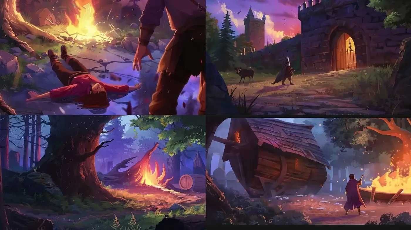 Twilight Reverie in Enchanted Forests: A Digital Painting Series - Midjourney sref style