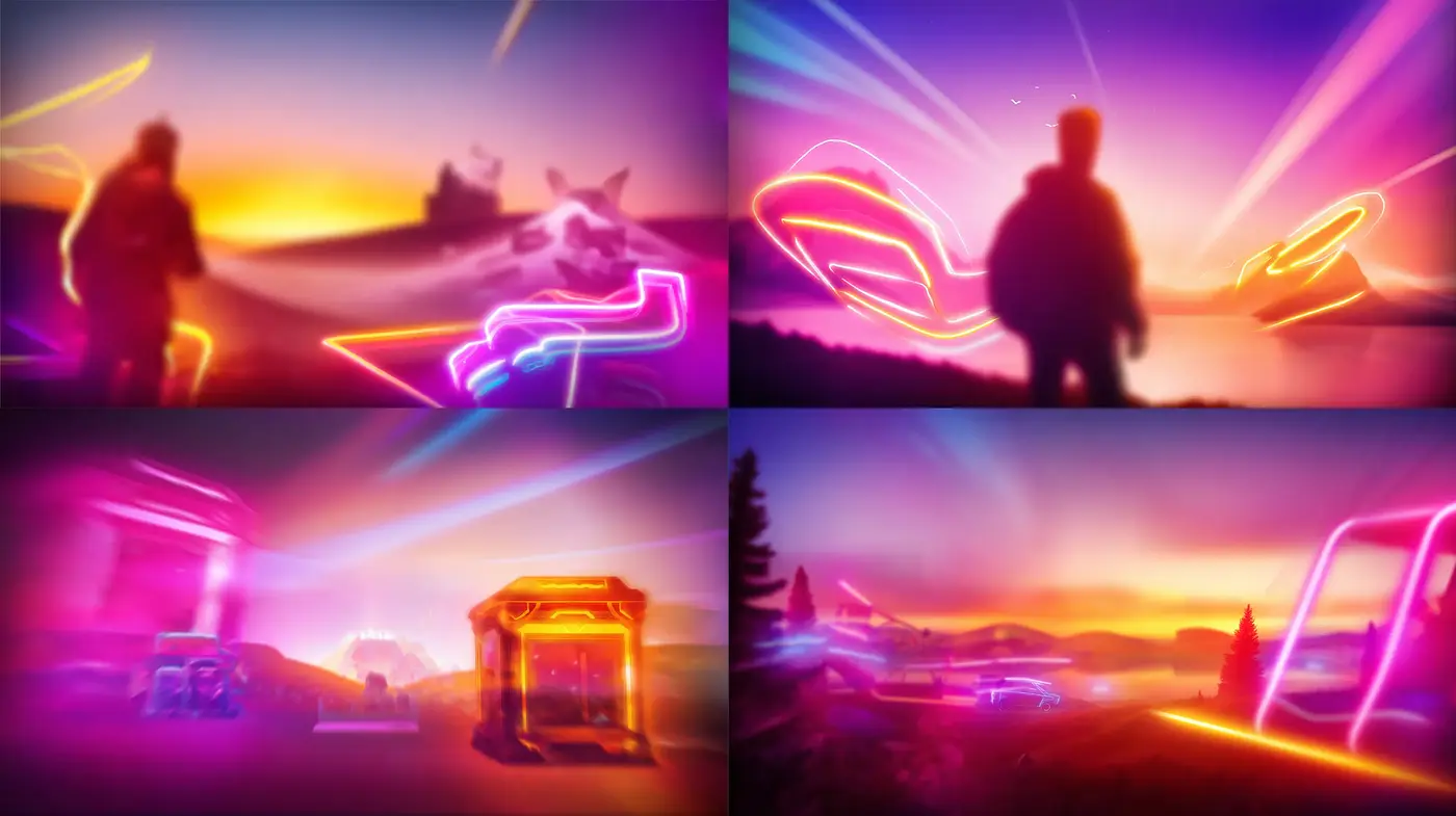 Ethereal Futurism with Neon Highlights and Dreamlike Landscapes - Midjourney sref style