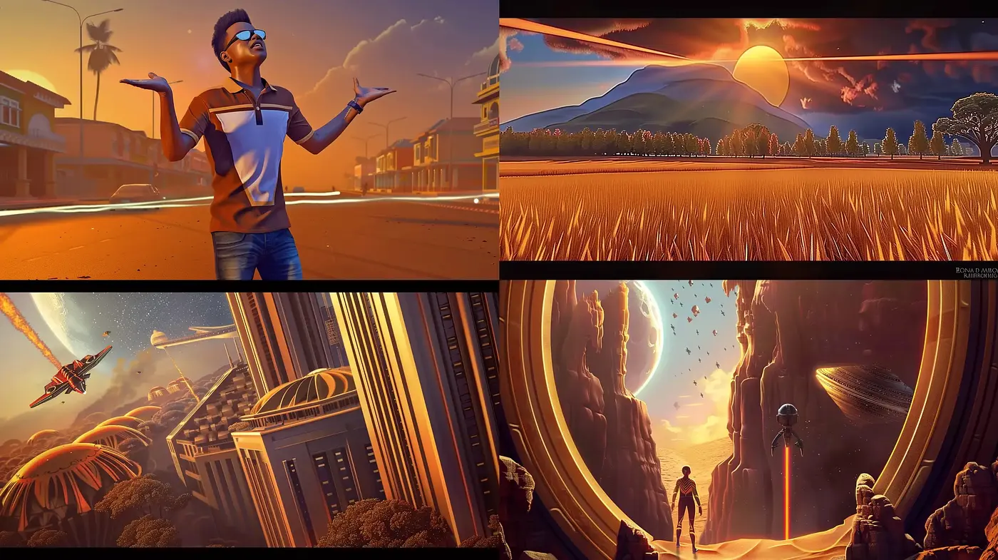 Sunset Hues and Futuristic Vistas: A Blend of Warmth and Sci-Fi Aesthetics - Midjourney sref style