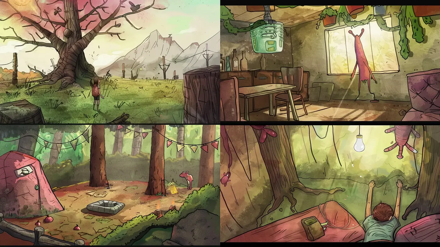 Whimsical Storybook Nexus with Vivid Imagery and Nostalgic Undertones - Midjourney sref style