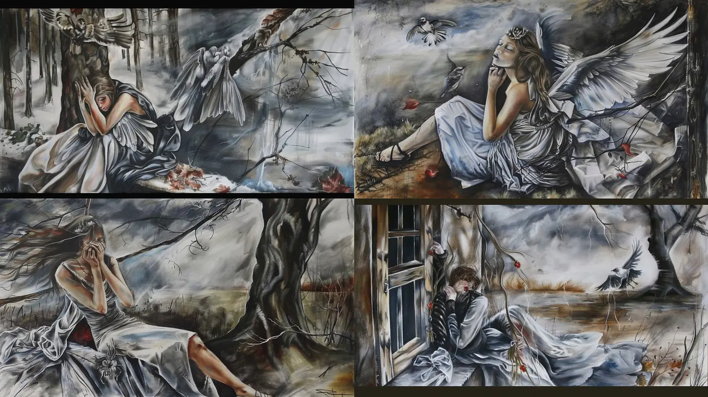 Ethereal Dreamscape: A Consistent Vision in Monochromatic Hues with Surrealist Overtones - Midjourney sref style