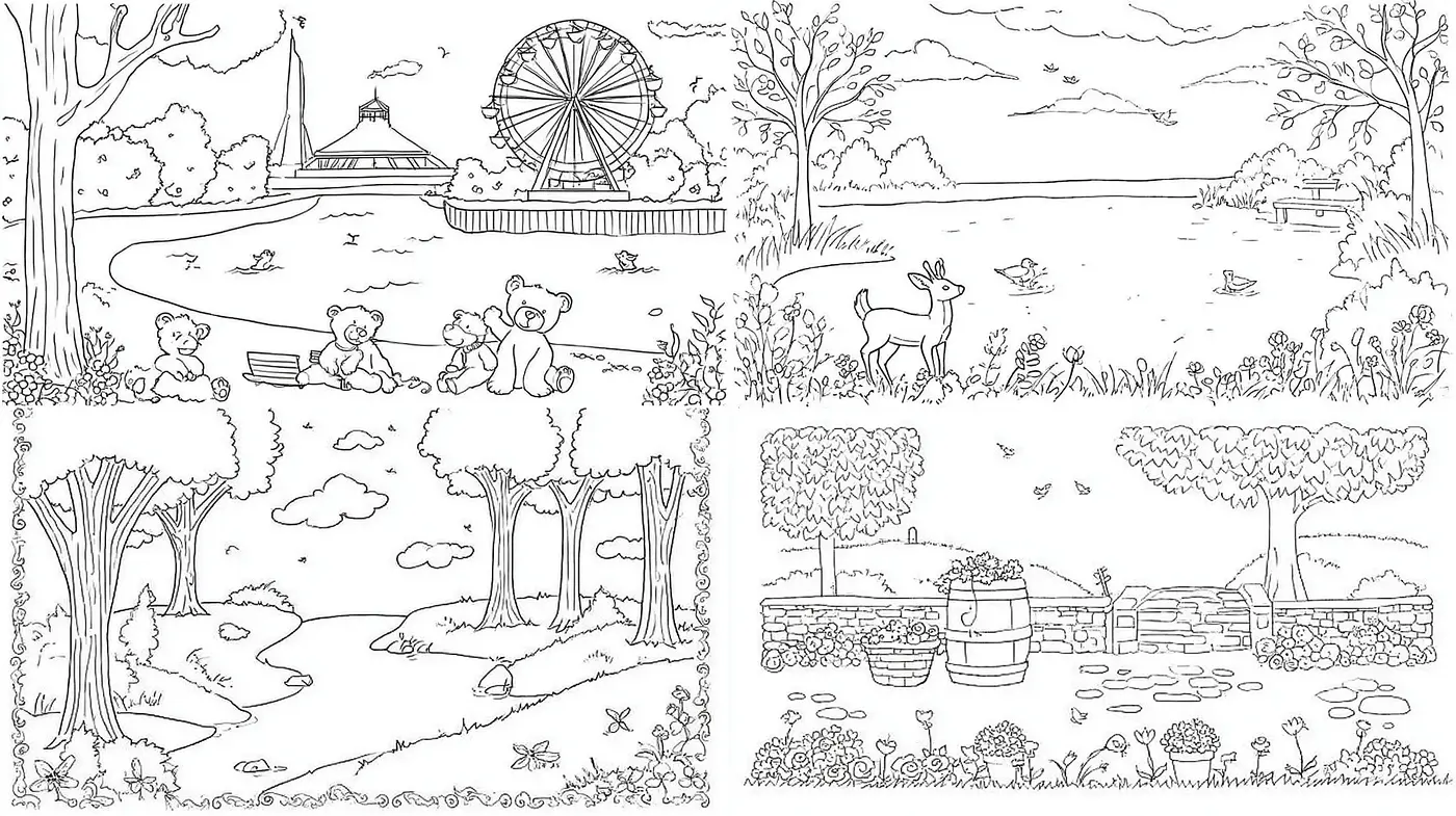 Charming Illustrative Landscapes with Coordinated Elements and Soft Textures - Midjourney sref style