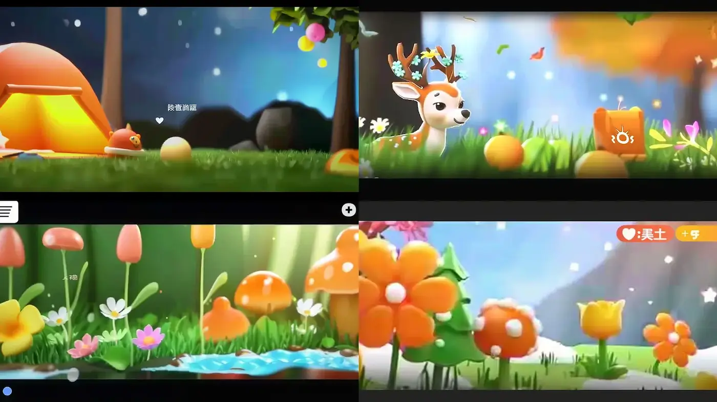 Whimsical and Playful Nature Scenes with Vibrant Colors - Midjourney sref style