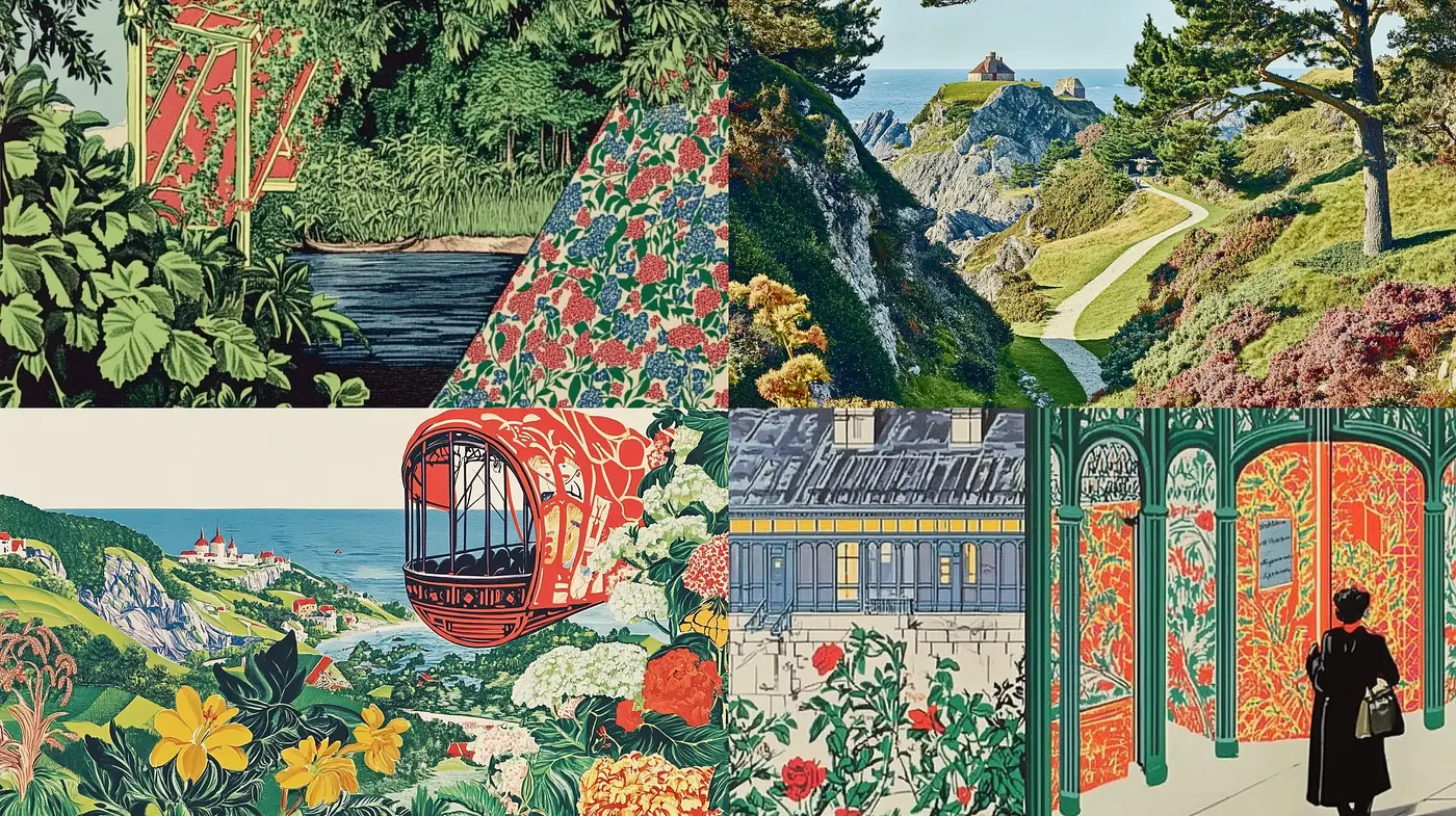 Floral Tapestry: A Fusion of Botanical Artistry and Landscape Vistas - Midjourney sref style