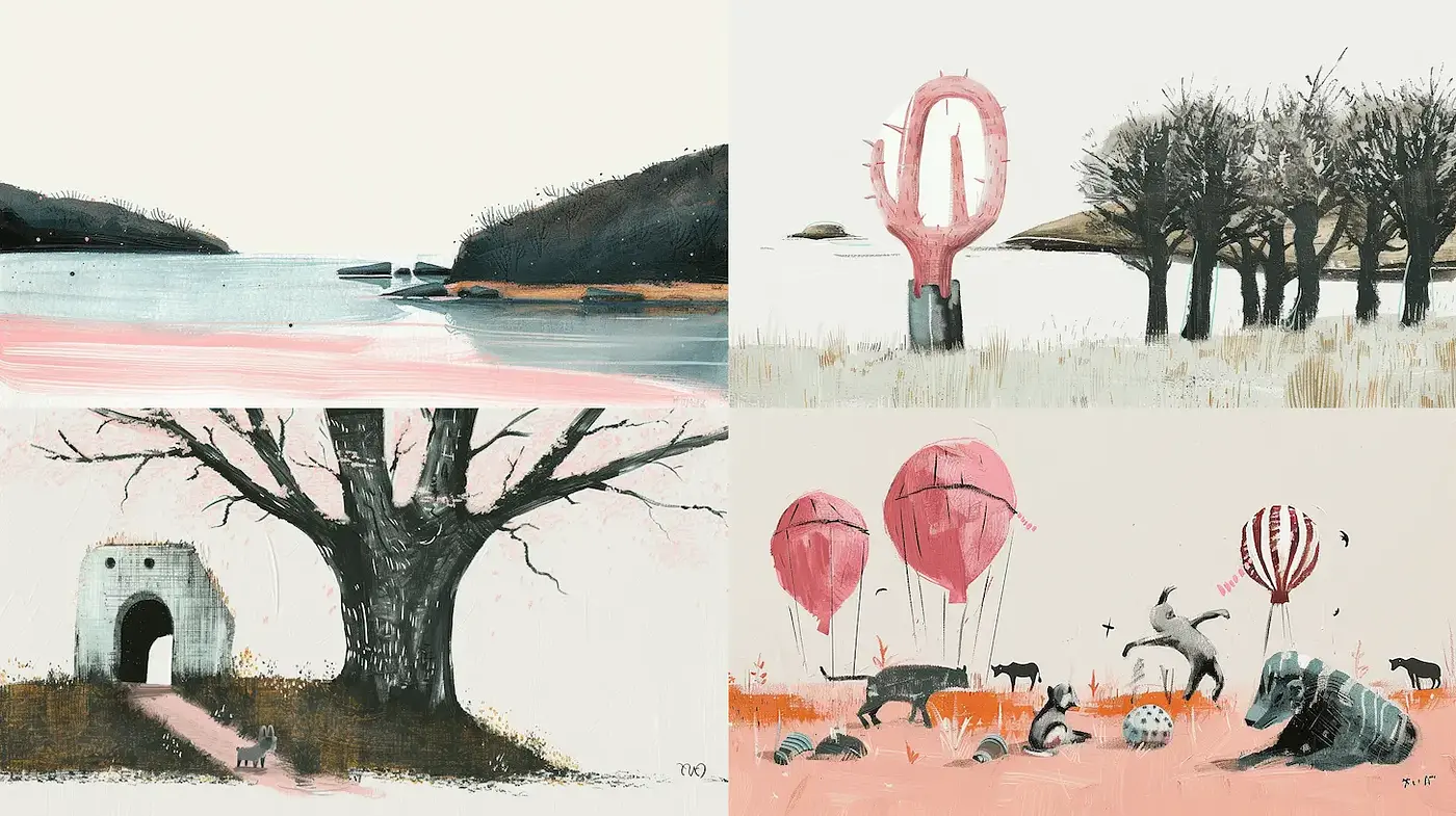 Whimsical Landscapes with a Playful Aesthetic - Midjourney sref style