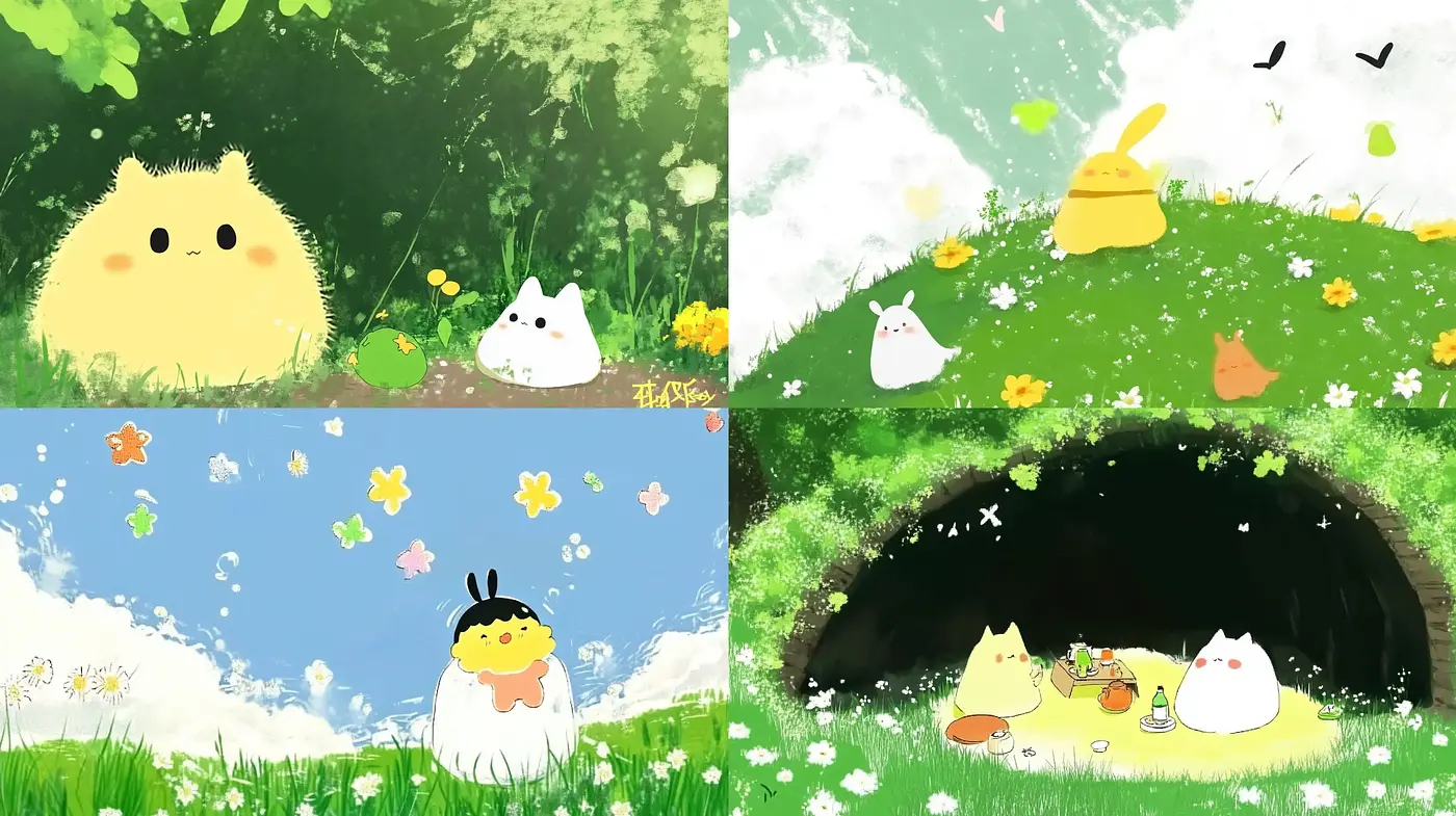 Whimsical Nature-Focused Illustration with Storybook Charm - Midjourney sref style
