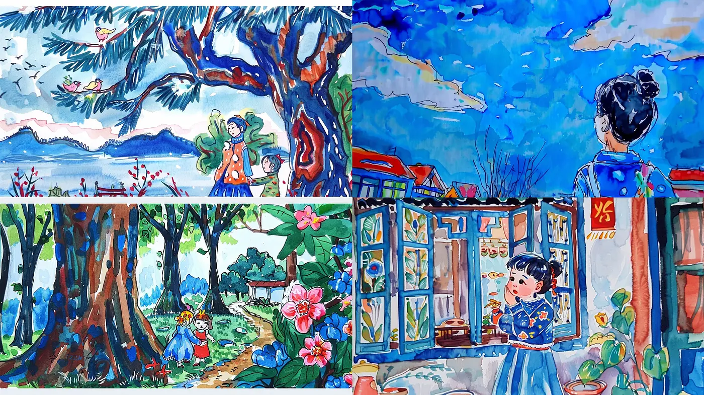 Whimsical Brushwork and Vivid Storybook Hues in a Dreamlike Landscape - Midjourney sref style
