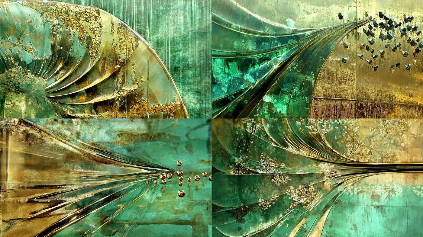 Ephemeral Rustic Elegance: A Fusion of Patina and Ornate Textural Artistry - Midjourney sref style