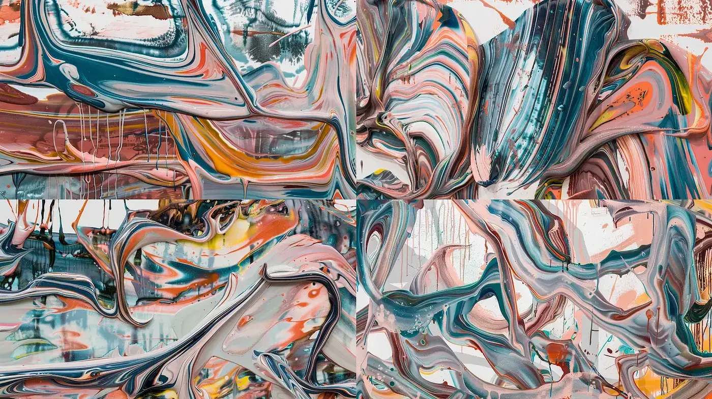Fluid and Dynamic Abstract Expressionism with a Playful Touch - Midjourney sref style