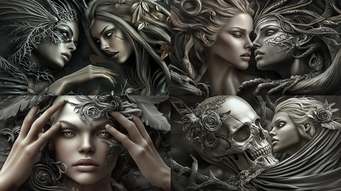 Gothic Romanticism in Monochrome - Midjourney sref style