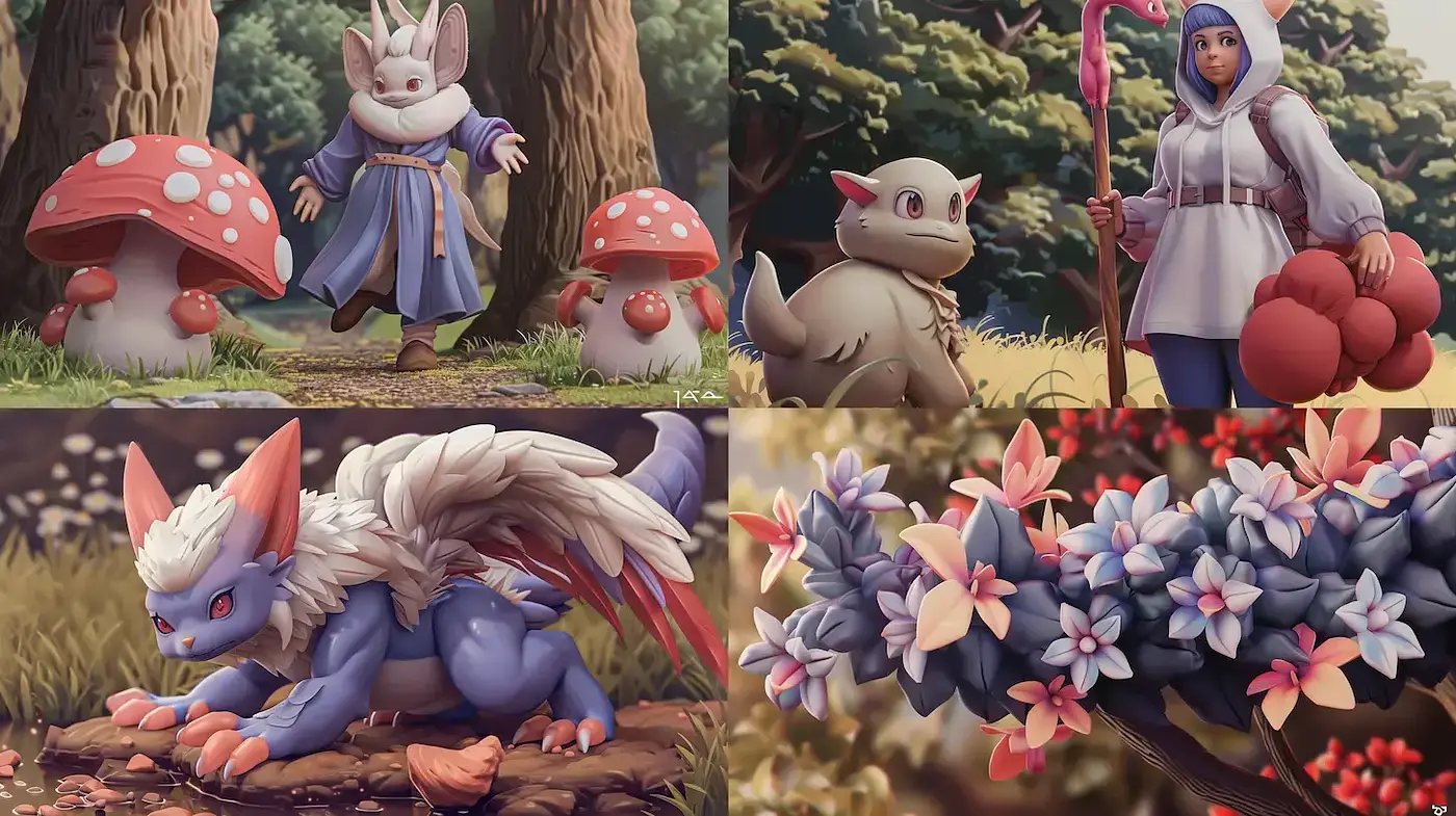Whimsical Fantasy Art with Nature Motifs and Soft Textures - Midjourney sref style