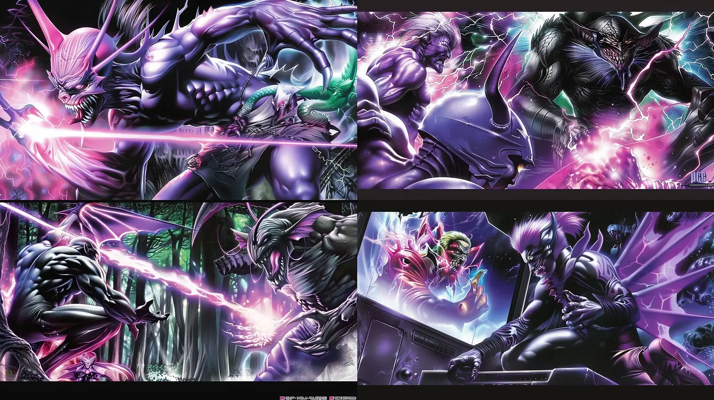 Ethereal Cybernetic Dreamscape: A Fusion of Vivid Hues and Dynamic Sci-Fi Aesthetics - Midjourney sref style