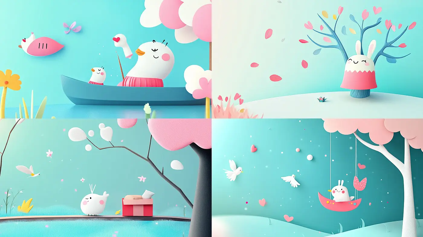 Whimsical Pastel Dreamscape: A Journey in Soft Hues and Playful Imagery - Midjourney sref style