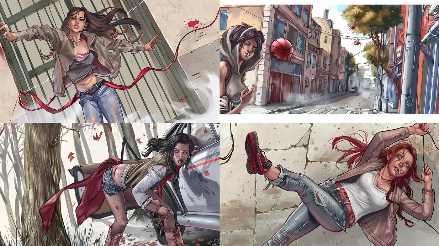 Dynamic Comic-Inspired Action Portrayals with Vibrant Tonalities - Midjourney sref style