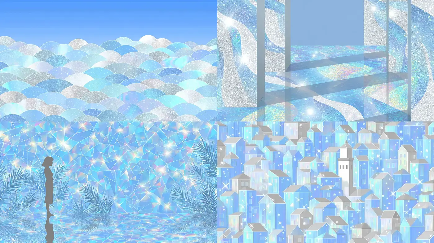 Iridescent and Ethereal Aesthetic with Geometric Elements - Midjourney sref style