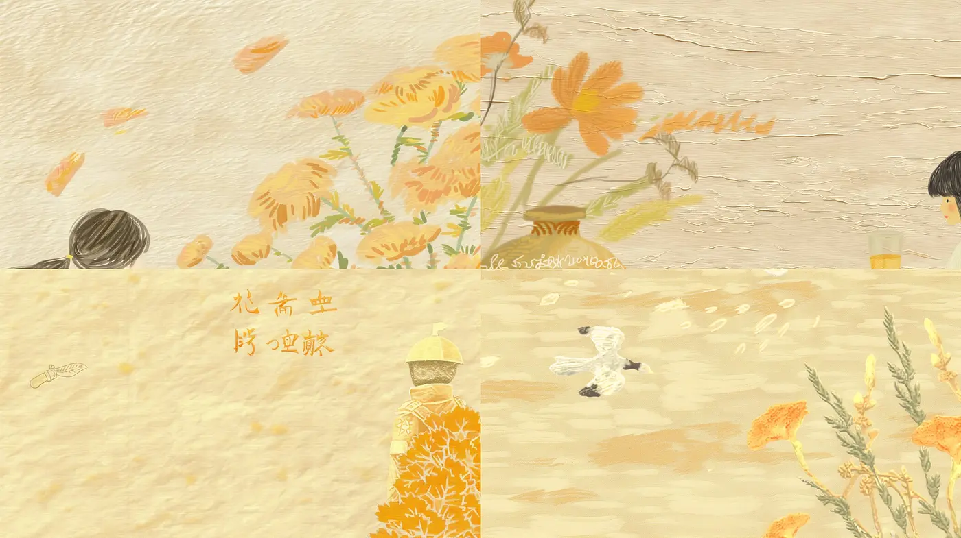 Whimsical Textural Harmony: A Dance of Earthy Tones and Organic Brushstrokes - Midjourney sref style