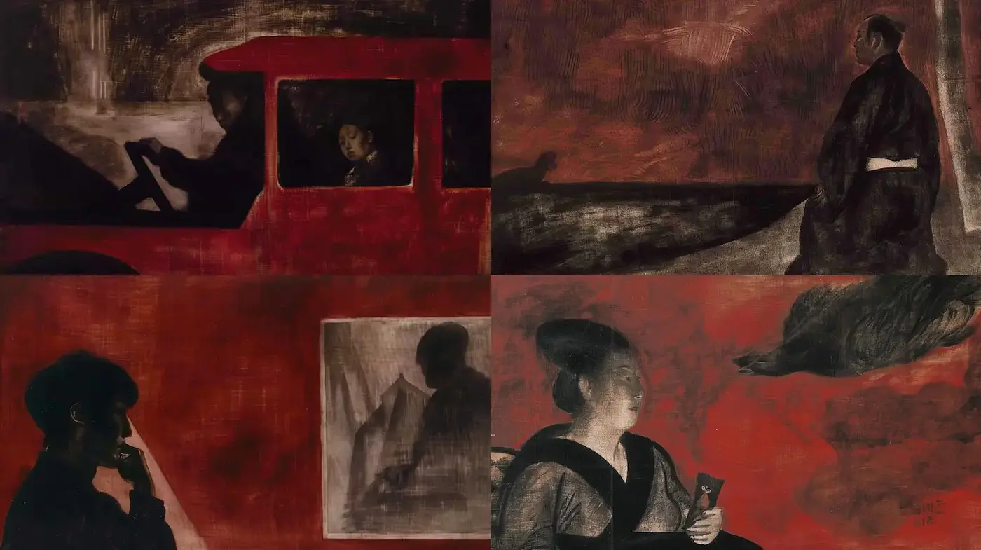 Exploring the Depths of Emotion through Abstract Red Tones - Midjourney sref style