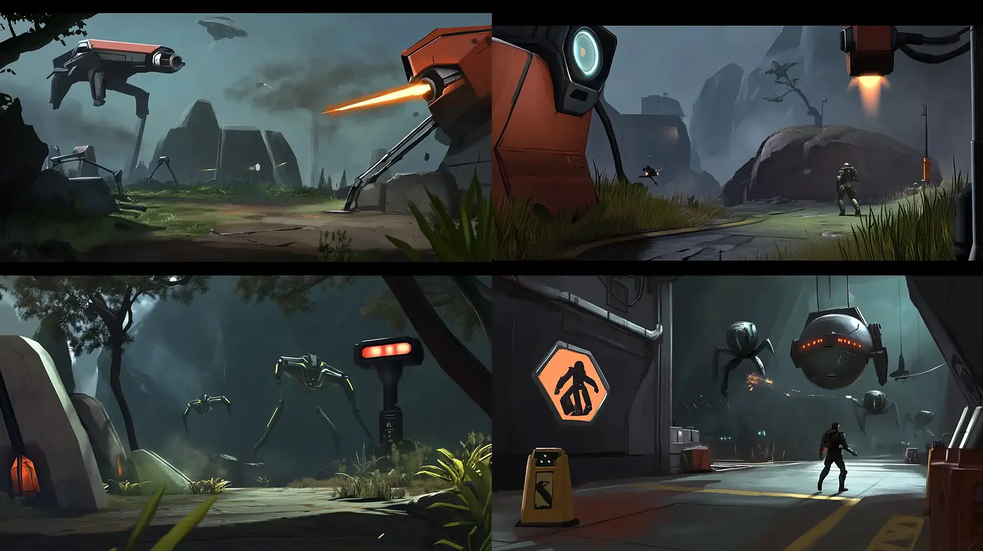 Futuristic Sci-Fi Vistas with a Retro Concept Art Flair - Midjourney sref style