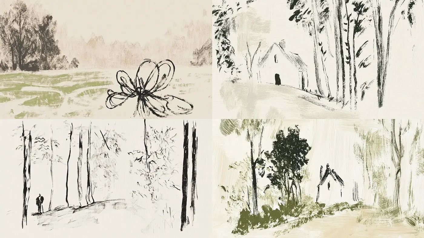 Whispering Pines: A Study in Monochromatic Textural Harmony - Midjourney sref style