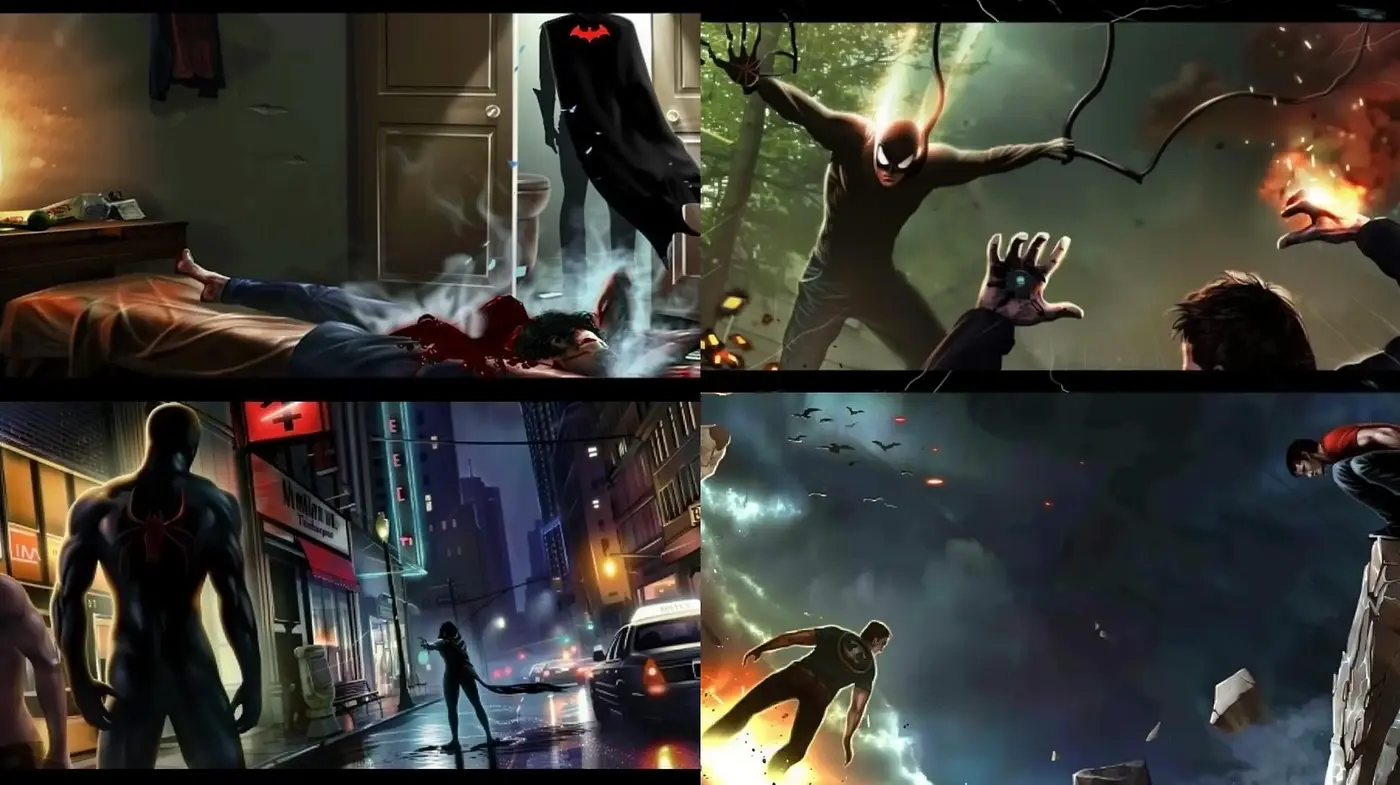 Dynamic Graphic Novel Spectacle with a Cinematic Edge - Midjourney sref style