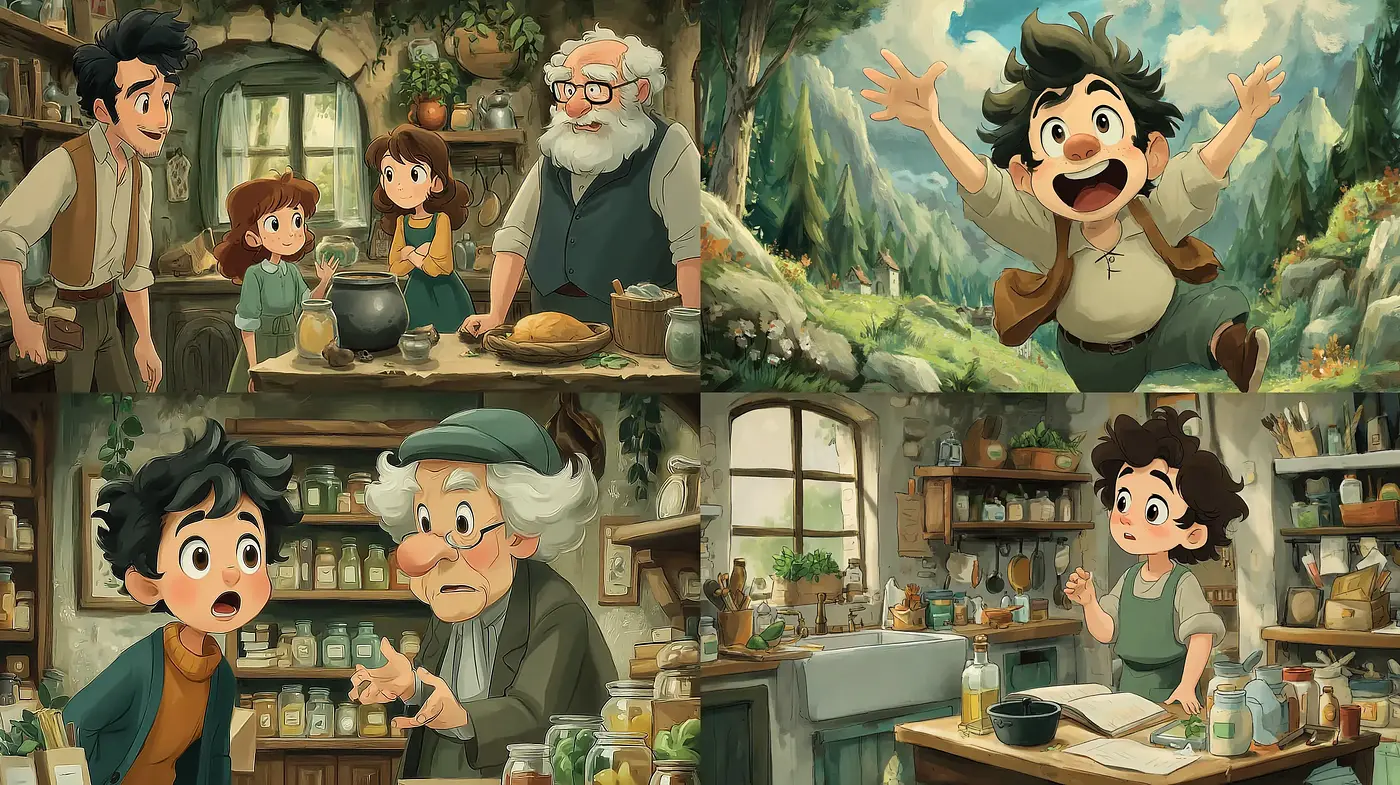 Charming and whimsical illustration with a heartwarming vibe - Midjourney sref style