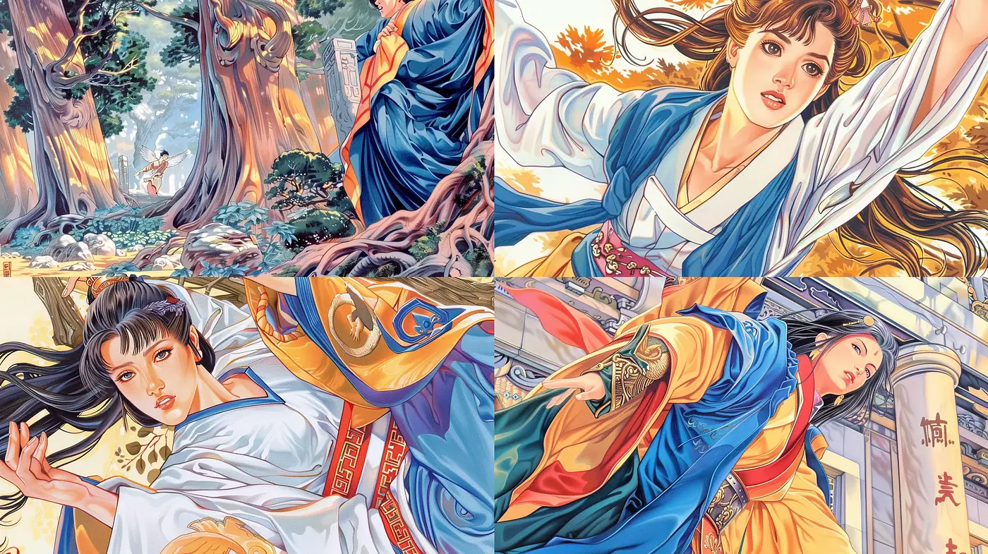 Vibrant Ukiyo-e Inspired Digital Tapestry - Midjourney sref style