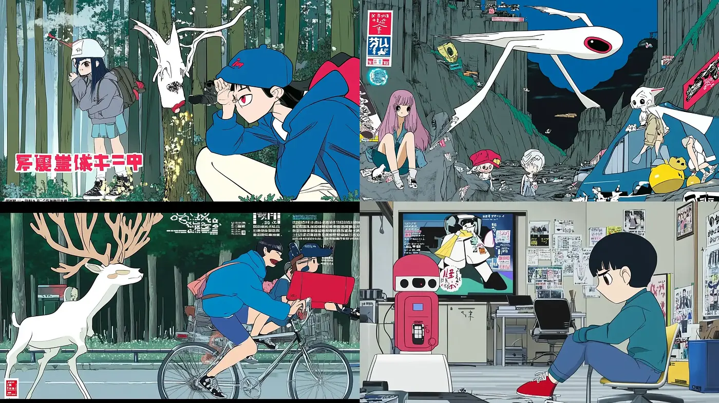 Contemporary Serene Anime Elegance with a Surreal Touch - Midjourney sref style