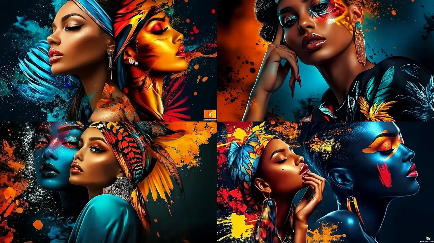 Vibrant Tribal Fusion Illustrative Portraiture - Midjourney sref style