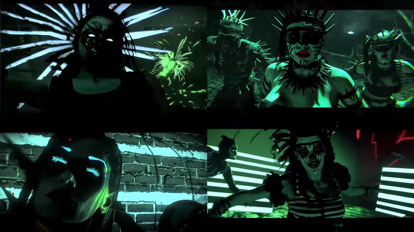 Neon Tribal Cyberpunk Panorama - Midjourney sref style