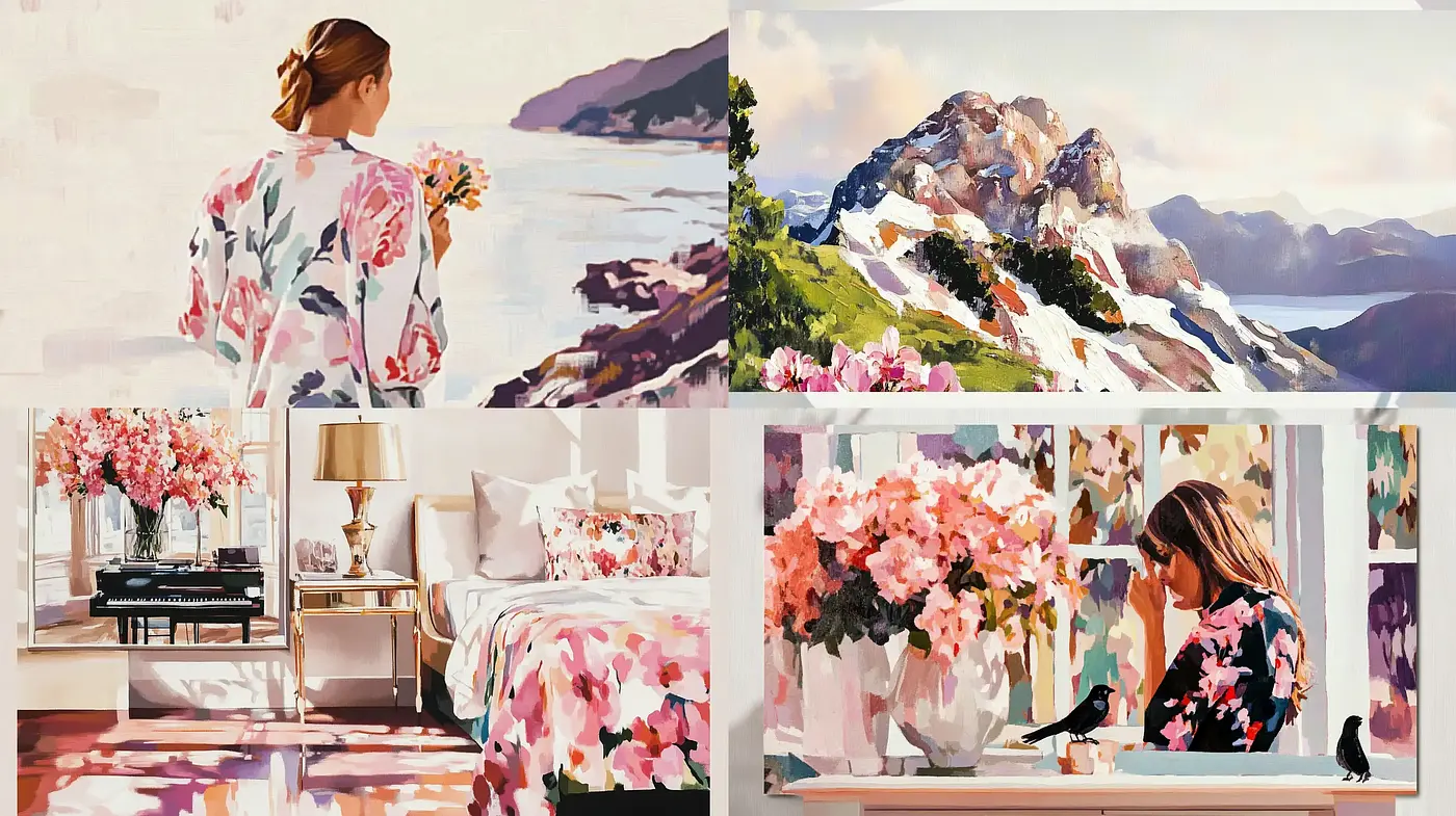 Expressive Brushwork and Pastel Harmony in Contemporary Scenes - Midjourney sref style