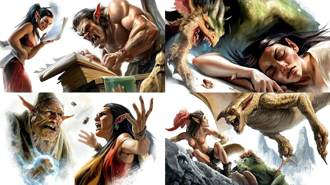 Epic Mythological Drama Captured in Vivid Brushstrokes - Midjourney sref style