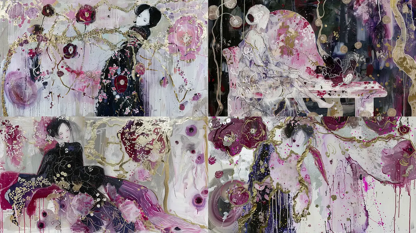 Decadent Baroque Elegance with Abstract Expressionist Overtones - Midjourney sref style