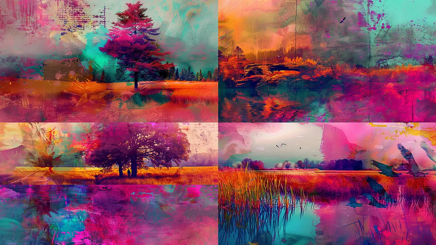 Vibrant Synesthetic Dreamscape: A Fusion of Vivid Hues and Abstract Textures - Midjourney sref style