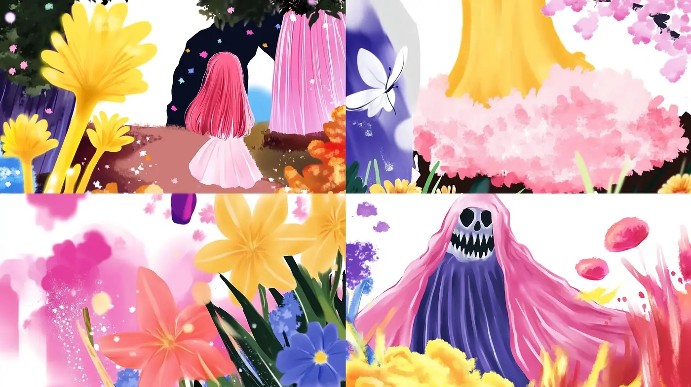 Dreamy Pastel Garden: A Whimsical and Vibrant Artistic Convergence - Midjourney sref style