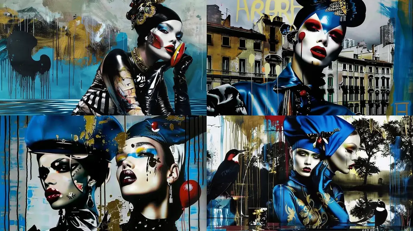 Dramatic and Bold Fusion of Contemporary Glamour and Urban Artistry - Midjourney sref style