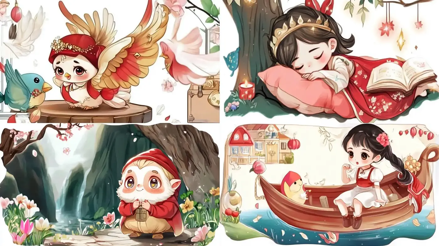 Enchanting Storybook Whimsy: A Consistent Journey into Illustrated Fairy Tale Dreams - Midjourney sref style