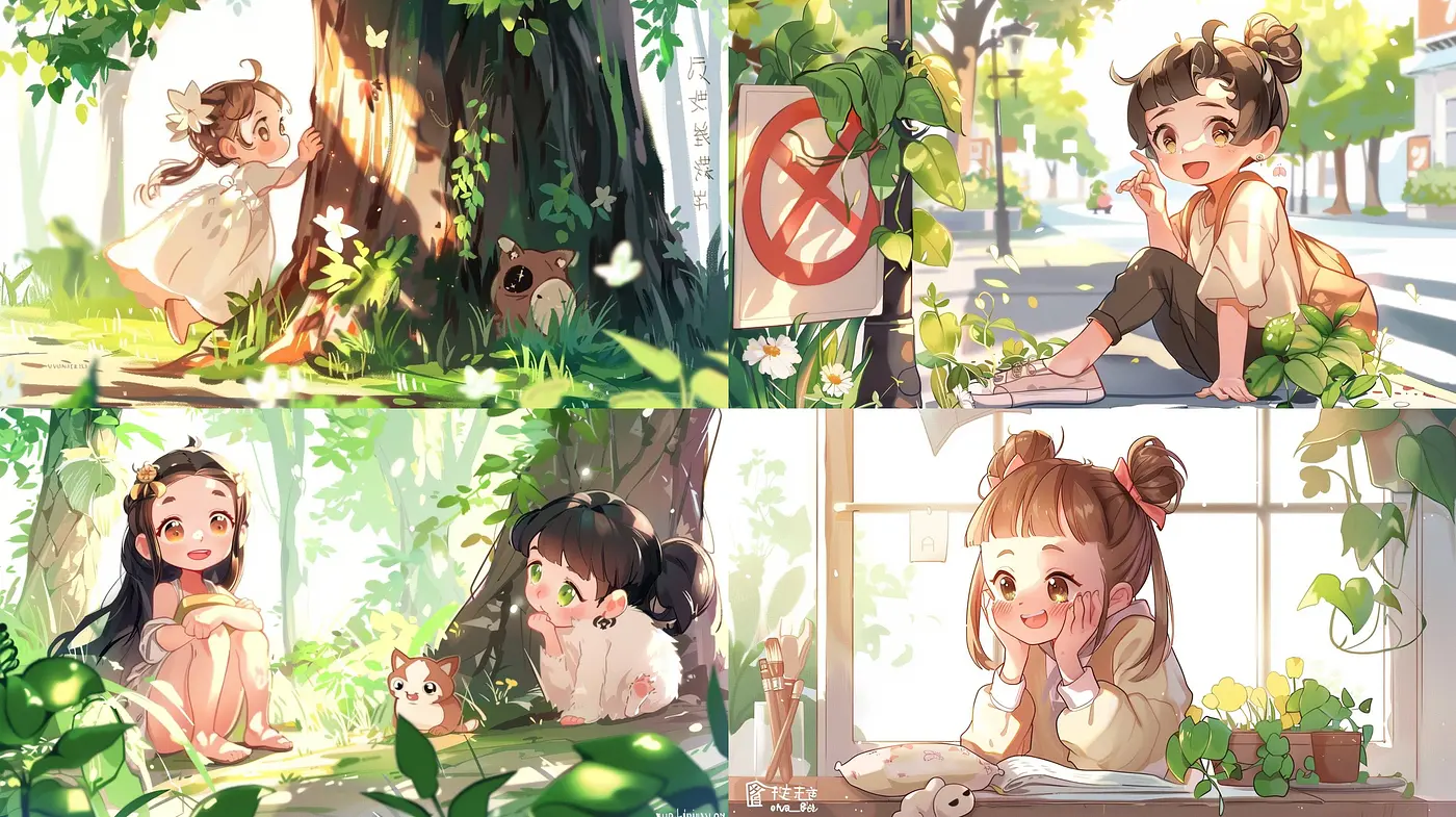 Whimsical Serenity: An Exploration of Soft Pastels and Anime-styled Innocence in a Sunlit Realm - Midjourney sref style
