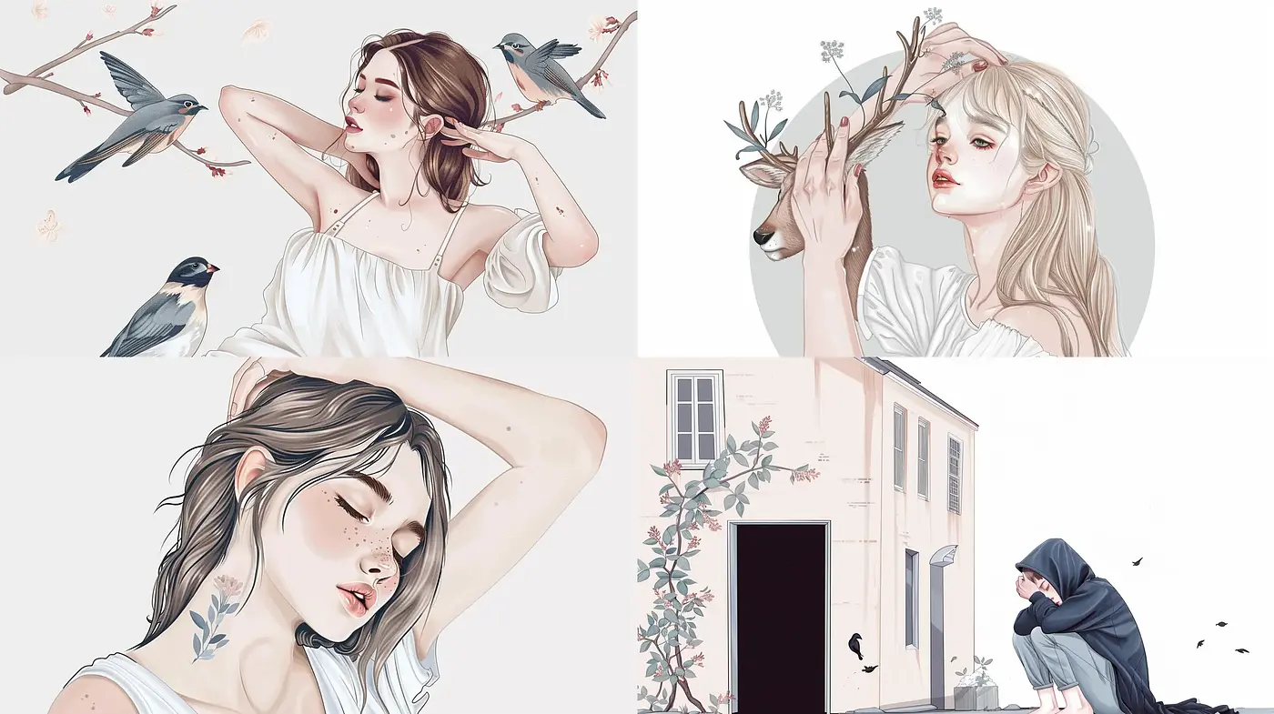 Ethereal Delicacy in Pastel: A Serene Blend of Illustration and Reality in Art - Midjourney sref style