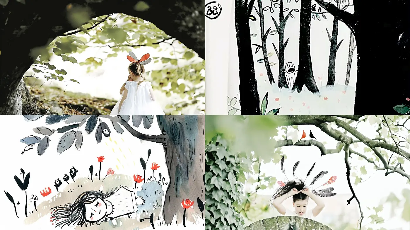 Ethereal Forest Whimsy: An Artistic Fusion of Reality and Storybook Charm - Midjourney sref style