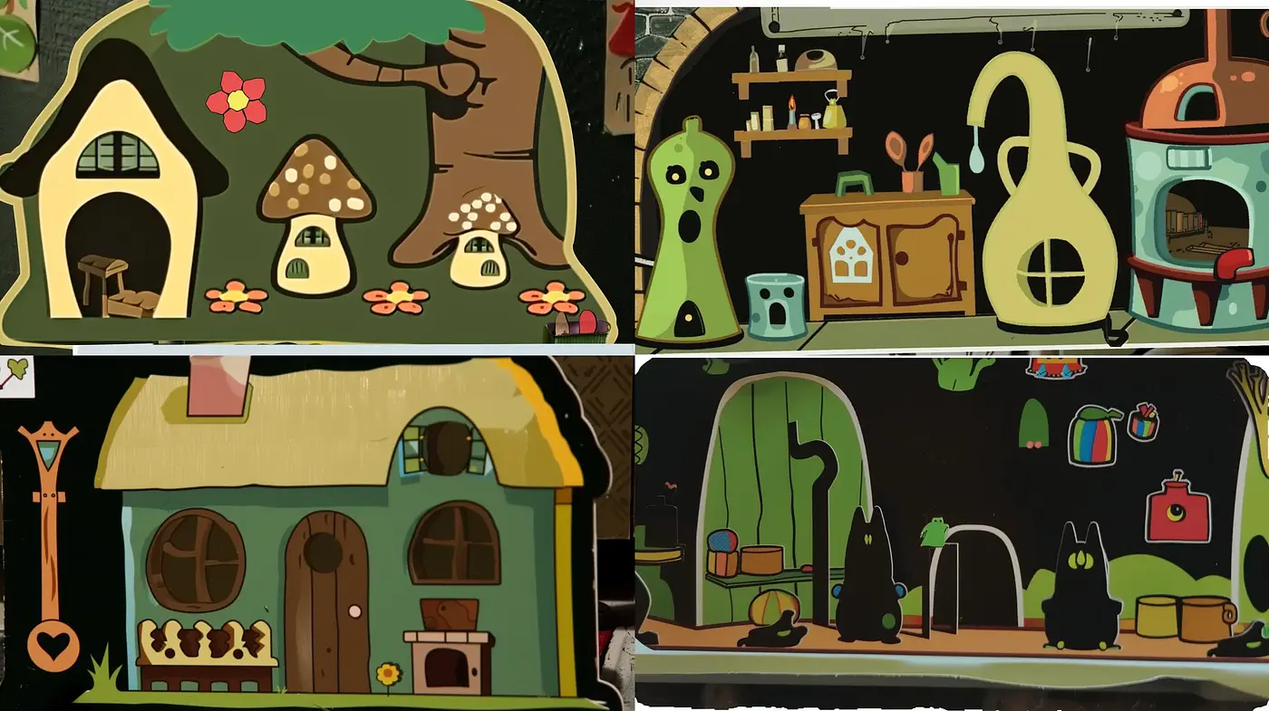Enchanted Storybook Homes: A Cozy Blend of Whimsy and Warmth - Midjourney sref style