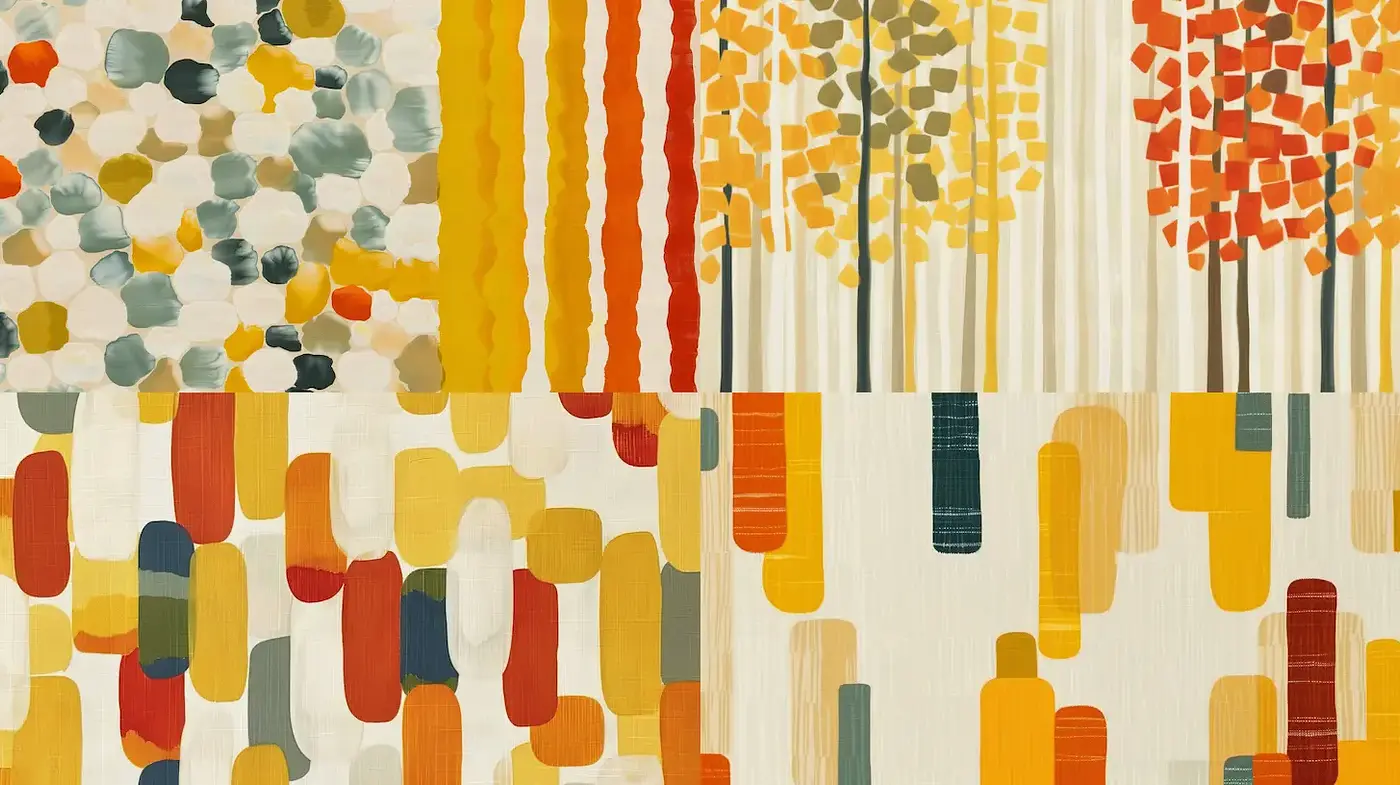 Colorful Abstract Patterns with a Bold Mid-century Modern Influence - Midjourney sref style