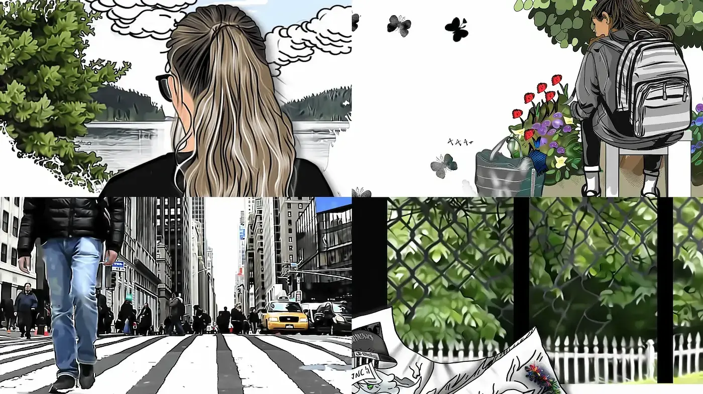 Contemporary Illustrative Style with Urban and Nature Elements - Midjourney sref style