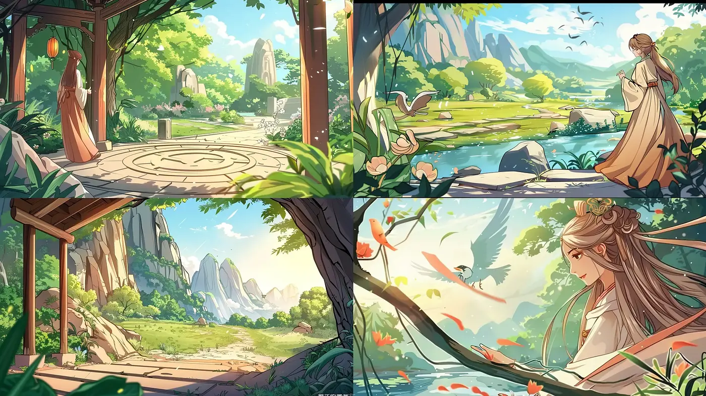 Idyllic Nature Reverie in Vibrant Digital Brushwork - Midjourney sref style