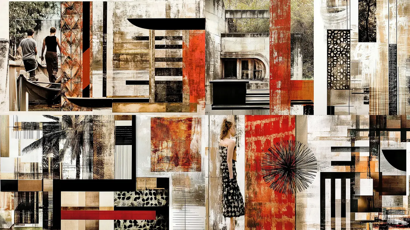 Abstracted Urban Collage Mosaic - Midjourney sref style
