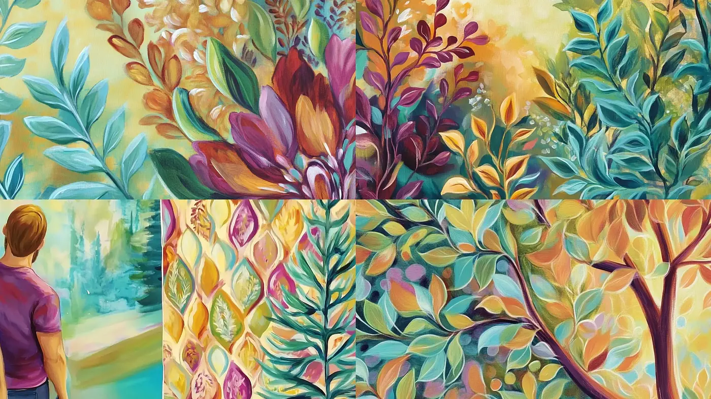 Lush Botanical Hues: A Vivid Impressionist Arboretum - Midjourney sref style