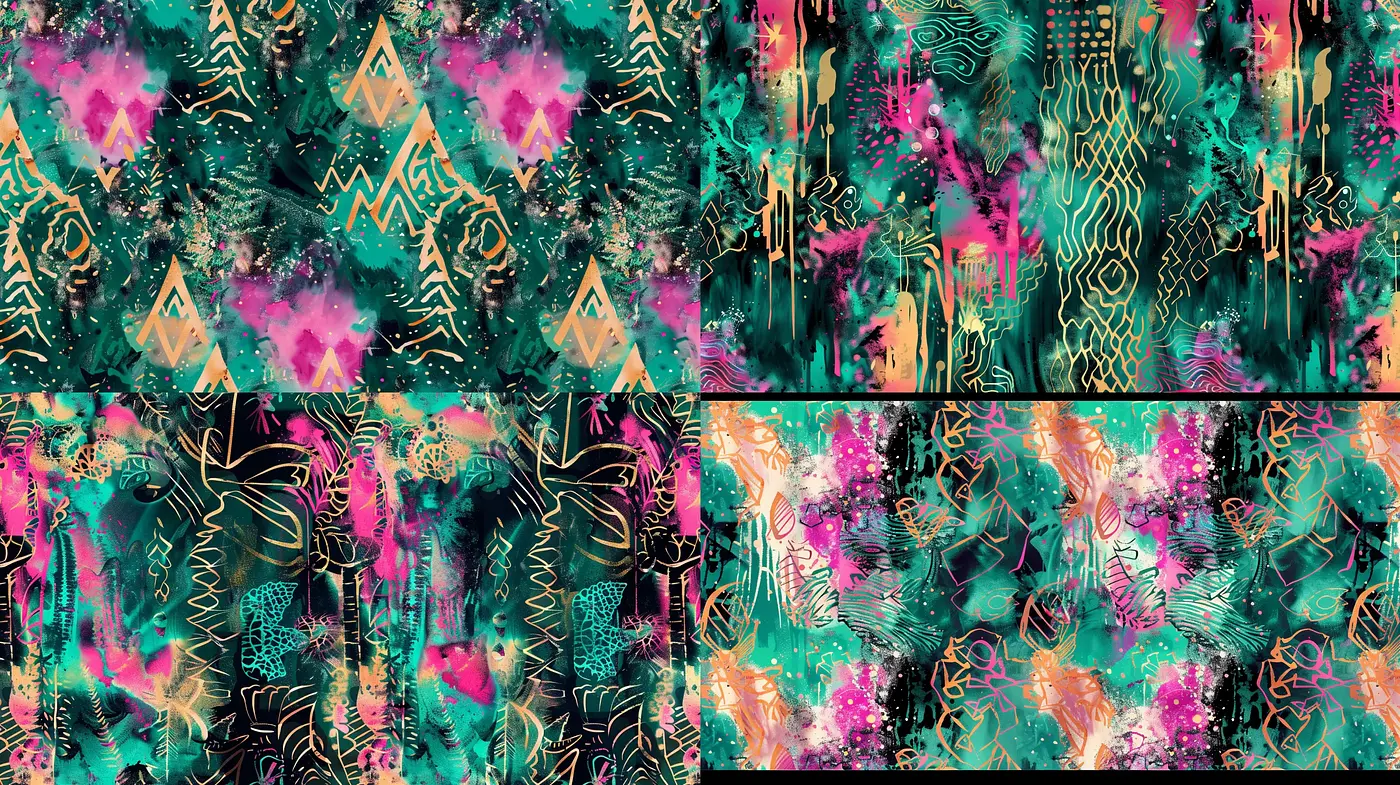 Fusion of Vivid Dreamscapes and Geometric Intricacy - Midjourney sref style