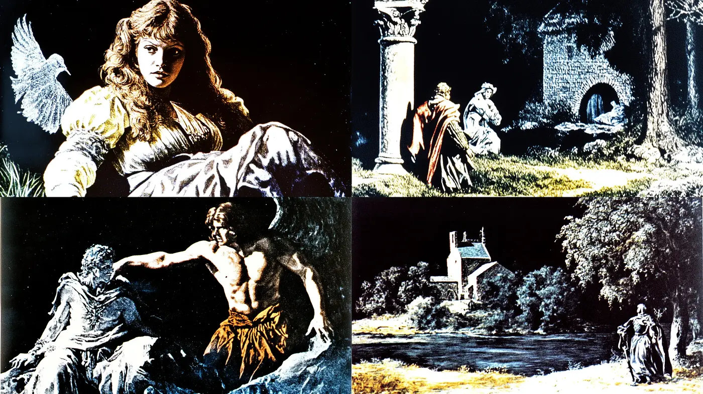 Romantic Era Inspired Ethereal Visuals with Dramatic Chiaroscuro - Midjourney sref style