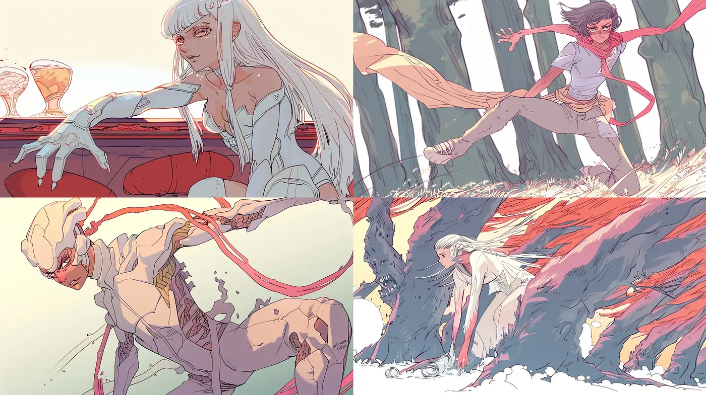 Ethereal Dreamscapes: A Harmonious Blend of Pastel Tones and Fluid Lines - Midjourney sref style